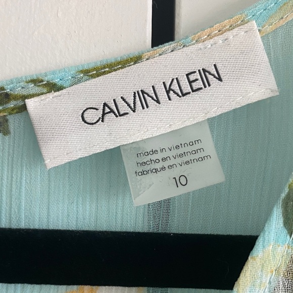 Calvin Klein Aqua Floral High Low Dress - Picture 2 of 5